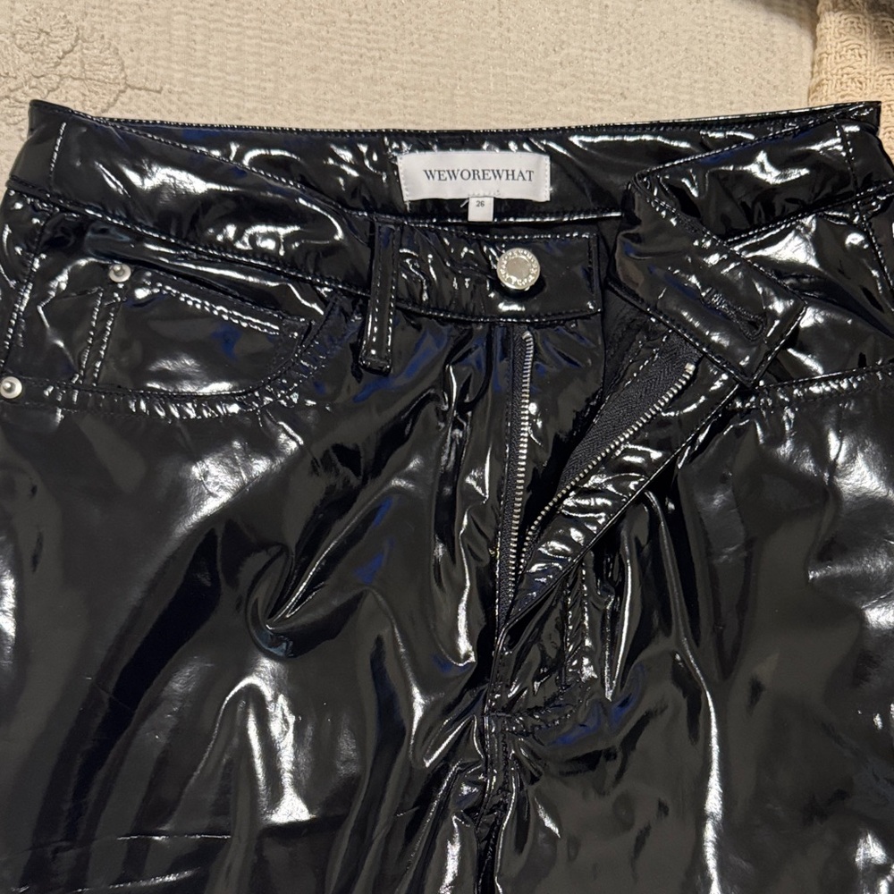 WeWoreWhat Shiny Black Patent Trousers